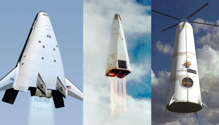 The Lockheed Martin VentureStar and DCX, and the Rotary Rocket Roton ATV