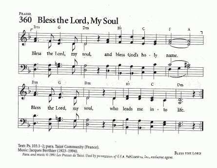 Canticle 'Bless the Lord My Soul' (Taize chant)