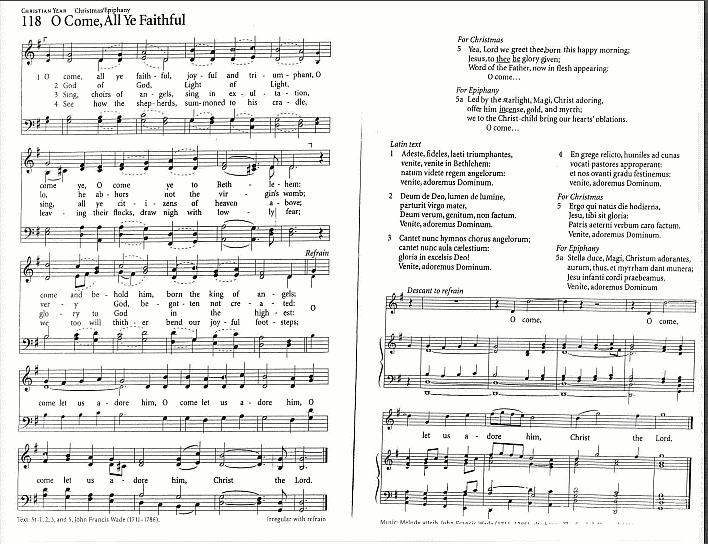 Opening Hymn CP #118  'O Come, All Ye Faithful'