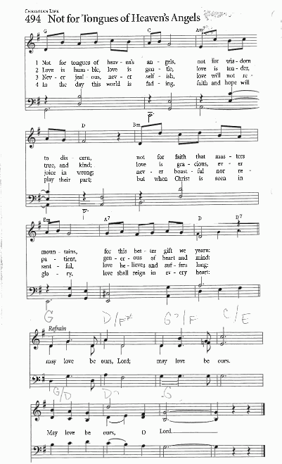 Closing Hymn - CP 494 - Not for Tongues of Heaven’s Angels