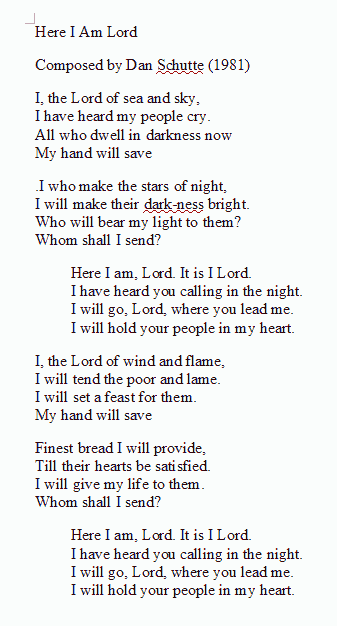 Closing Hymn - Here I Am Lord