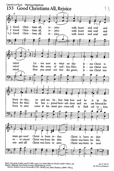Closing Hymn CP #153 'Good Christians All, Rejoice'