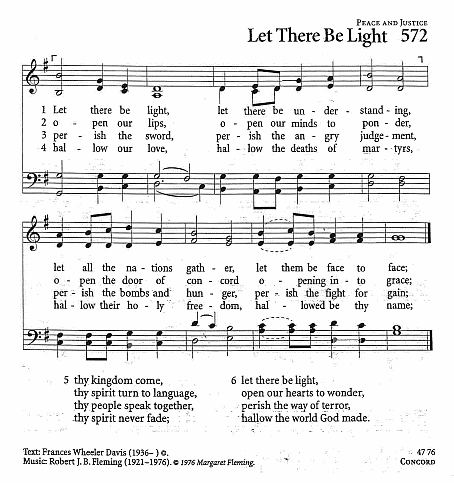 Closing Hymn CP #572 'Let There Be Light'