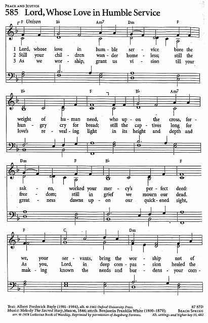 Communion Hymn CP  #585 'Lord, Whose Love in Humble Service'