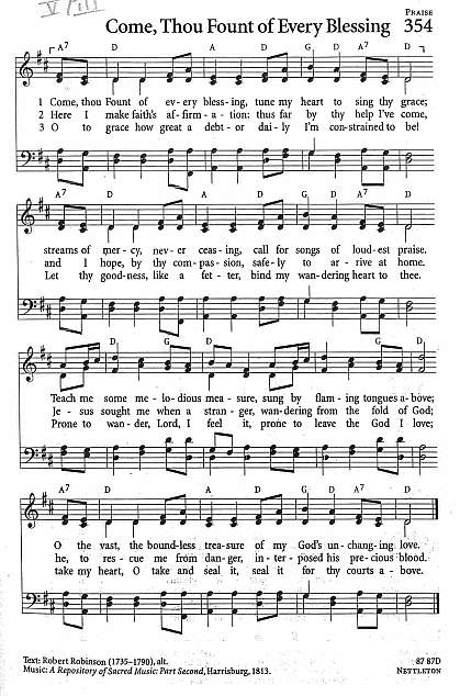 Communion Hymn CP #354 'Come, Thou Fount of Every Blessing'