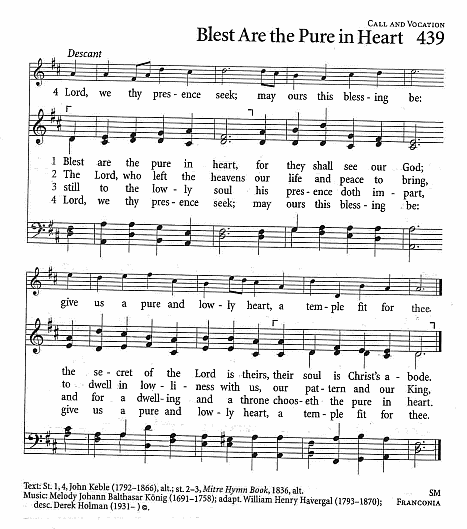 Communion Hymn CP #439 'Blest Are the Pure in Heart'