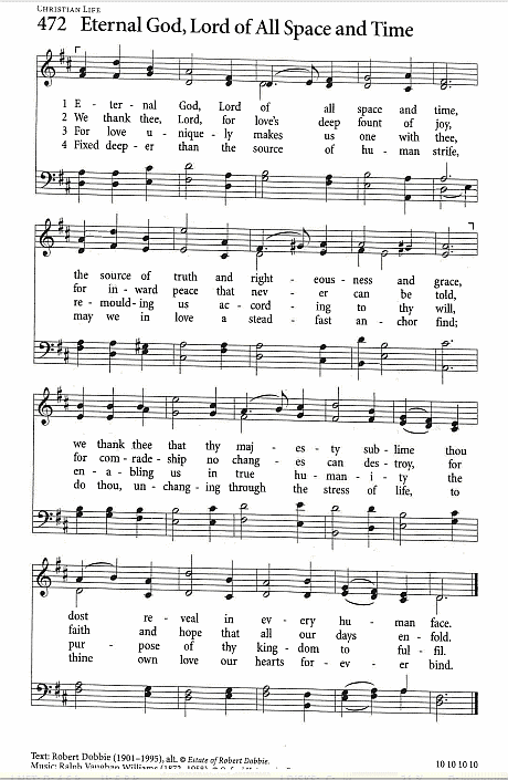 Communion Hymn CP #439 'Eternal God, Lord of All Space and Time'