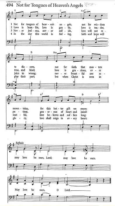 Communion Hymn CP #494  'Not for Tongues of Heaven's Angels'