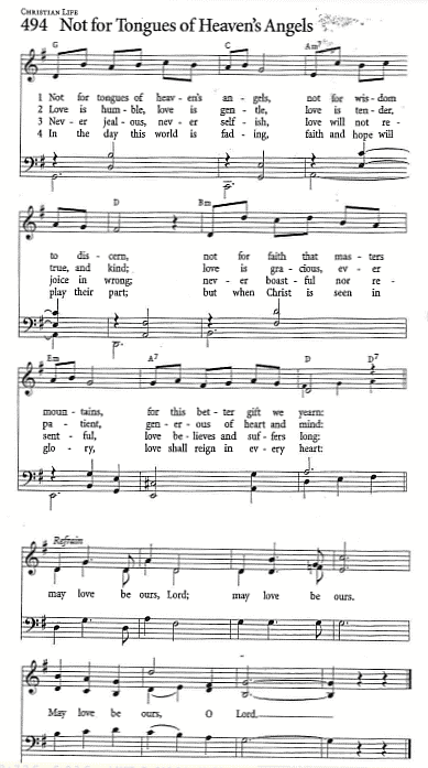 Communion Hymn CP #494 'Not for Tongues of Heaven's Angels'