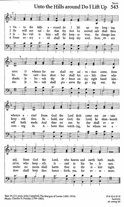 Communion Hymn CP #543 'Unto the Hills around Do I Lift Up'