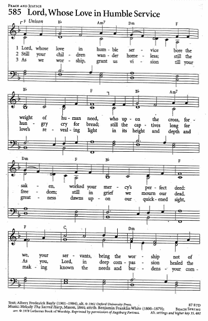 Communion Hymn CP #585 'Lord, Whose Love in Humble Service'