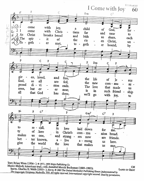Communion Hymn CP #60 'I Come with Joy'