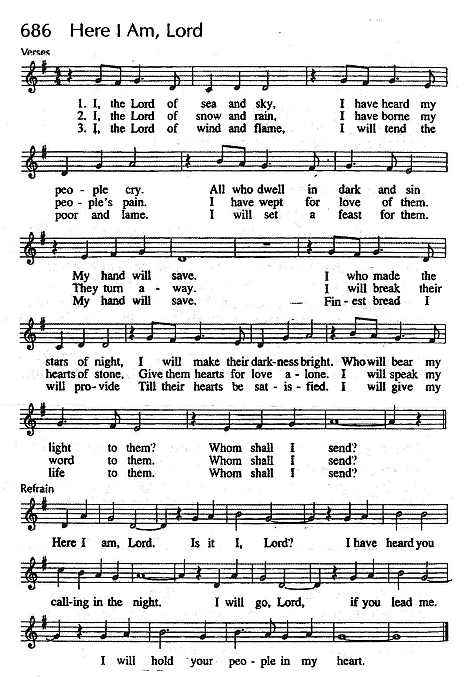 Communion Hymn CP #686  'Here I Am, Lord'