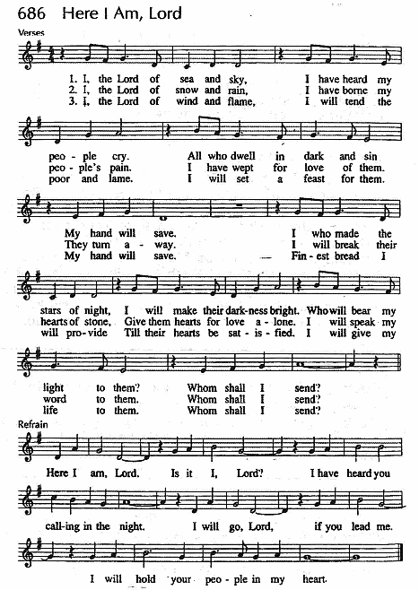 Communion Hymn CP #686 'Here I Am, Lord'