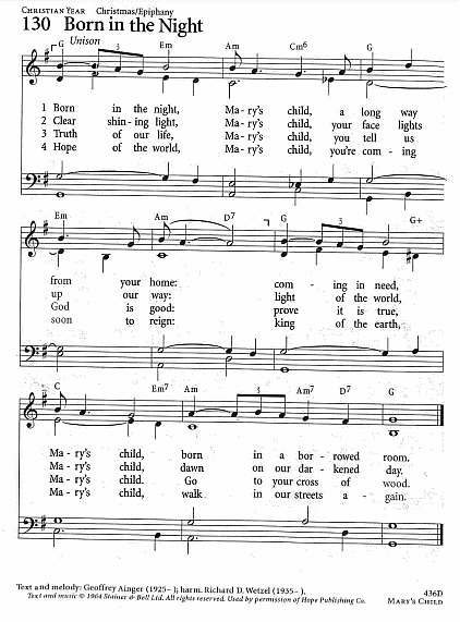 Communion Hymn CP 158 'Born in the Night, Mary's Child'
