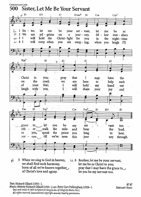 Communion Hymn CP# 500 'Sister, Let Me Be Your Servant'