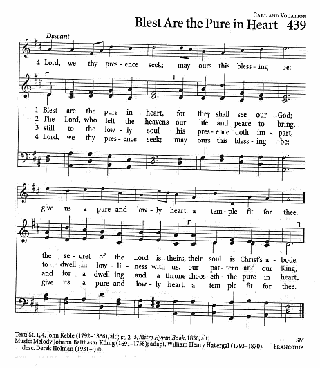 Communion Hymn CP#134 'Blest Are the Pure in Heart'