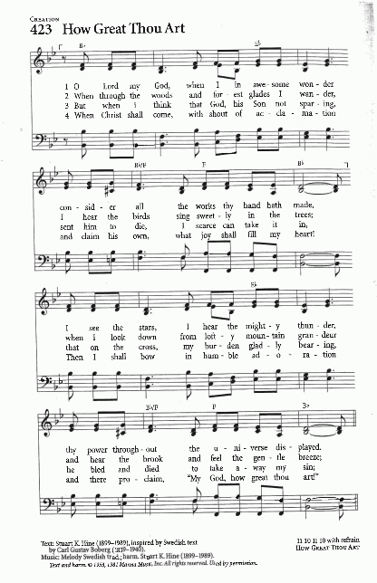 Hymn - CP #423 - How Great Thou Art