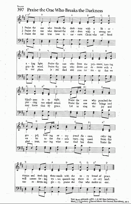 Hymn - CP# 397 - 'Praise the One Who Braks the Darkness'