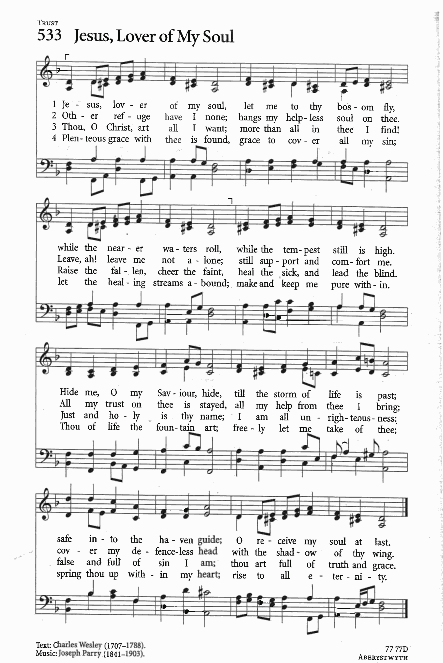 Hymn - CP# 533 'Jesus Lover of My Soul'