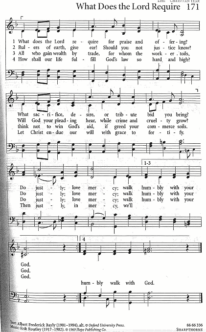 Hymn CP #171  'What Does the Lord Require'