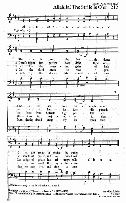 Hymn CP #212 'Alleluia! The Strife Is O'er'