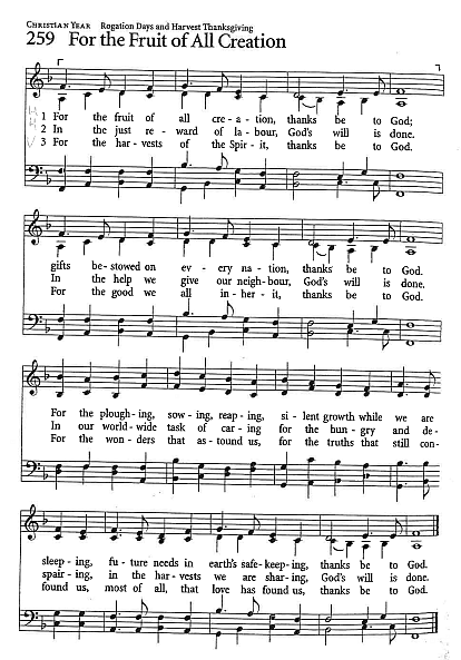Hymn CP #259 'For the Fruit of All Creation'