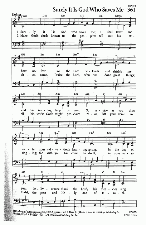 Hymn CP #361 'Surely It Is God Who Saves Me