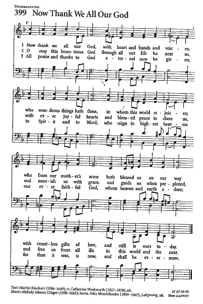 Hymn CP #399 'Now Thank We All Our God'