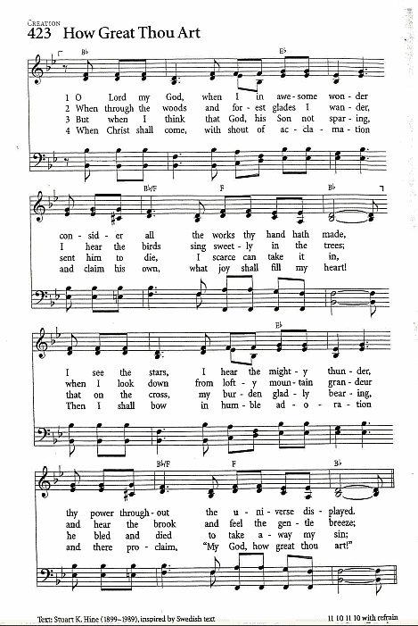 Hymn CP #423 'How Great Thou Art'