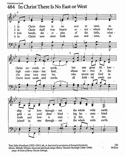 Hymn CP #484 'In Christ There Is No East or West'