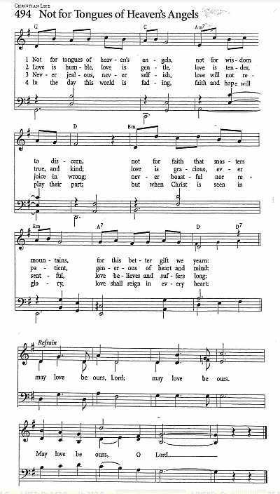 Hymn CP #494 'Not for Tongues of Heaven's Angels'
