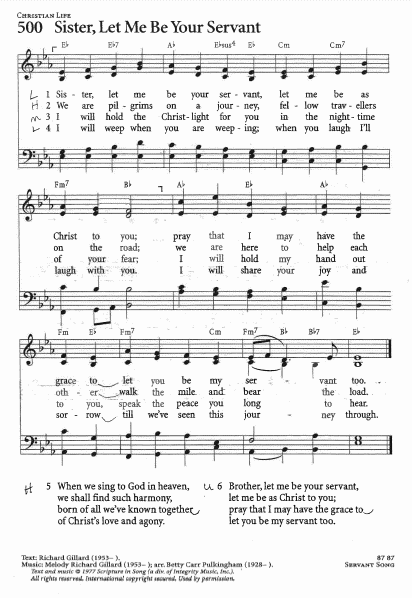 Hymn CP #500 'Sister, Let Me Be Your Servant