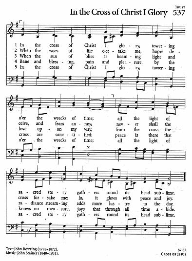Hymn CP #537 'In the Cross of Christ I Glory'