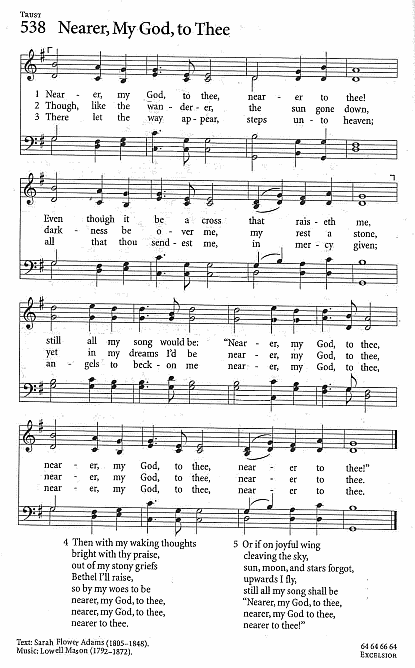 Hymn CP #538 'Nearer, My God, to Thee'