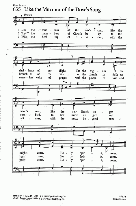 Hymn CP #635 'Like the Murmur of the Dove's Song'