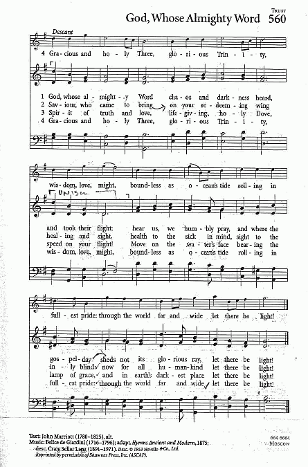 Hymn CP# 560 ‘God Whose Almighty Word’