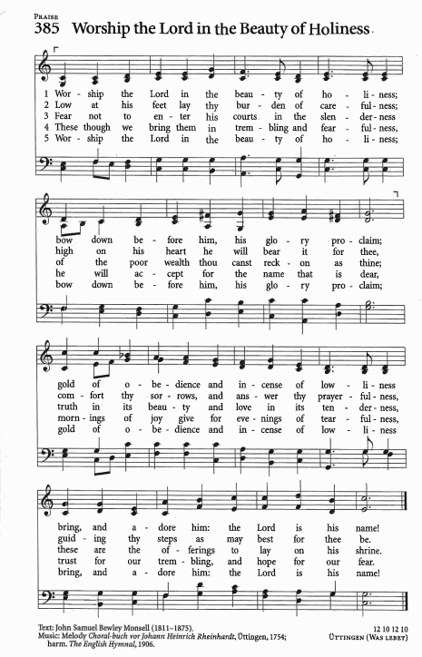 Hymn CP#385 Worship the Lord in the Beauty of Holiness