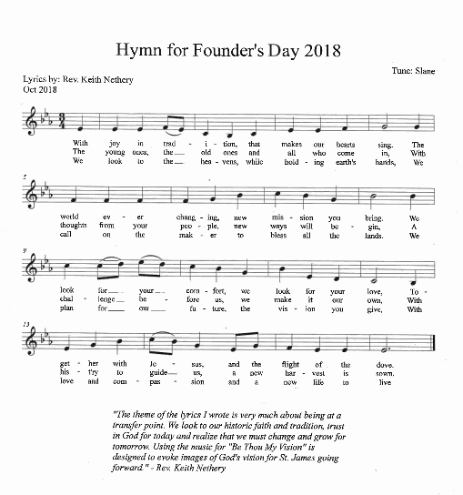 Hymn for Founder’s Day (2018) – With Joy in Tradition