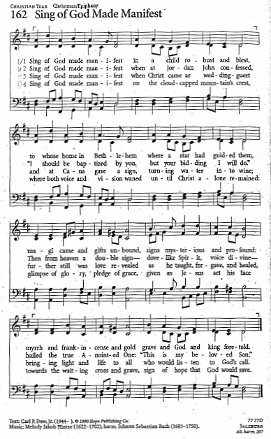 Offertory Hymn  CP #162 'Sing of God Made Manifest'