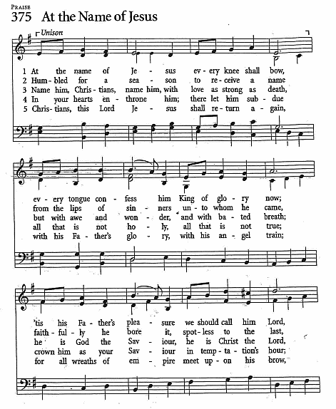 Offertory Hymn  CP #375 'At the Name of Jesus'