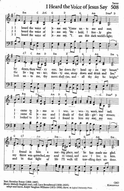 Offertory Hymn  CP #508 'I Heard the Voice of Jesus Say'