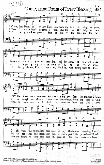 Offertory Hymn CP #354 'Come, Thou Fount of Every Blessing'