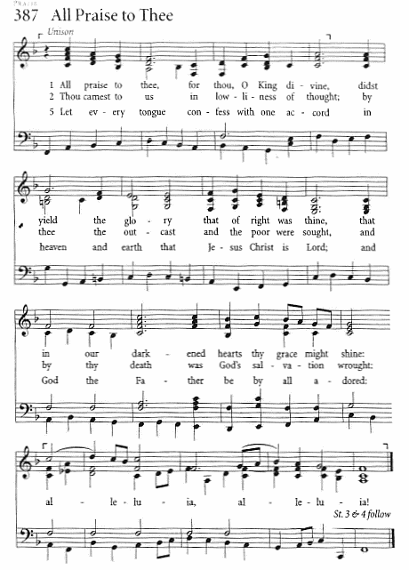 Offertory Hymn CP #387  'All Praise to Thee'