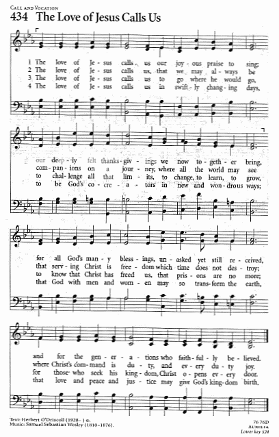 Offertory Hymn CP #434 'The Love of Jesus Calls Us'