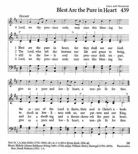 Offertory Hymn CP #439 'Blest Are the Pure in Heart'