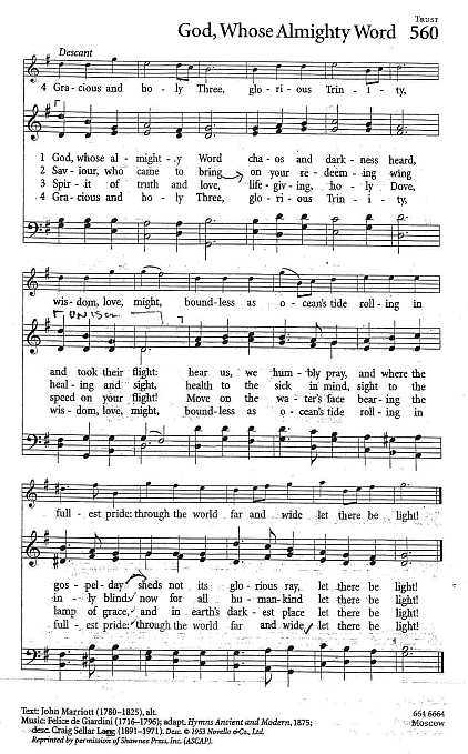 Offertory Hymn CP #560 'God, Whose Almight Word'