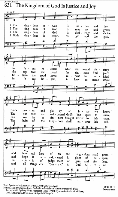 Offertory Hymn CP #631  'The Kingdom of God Is Justice and Joy'