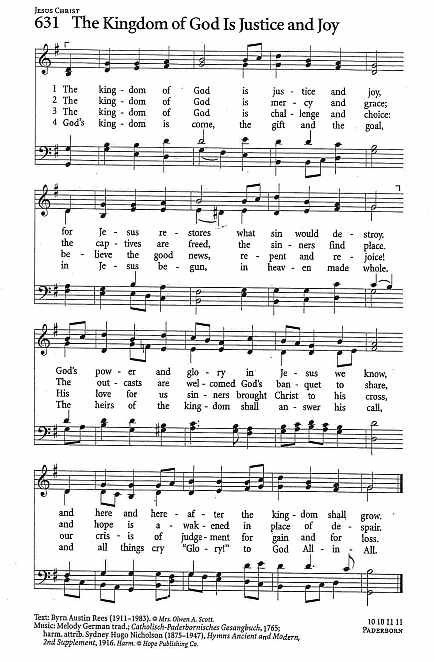 Offertory Hymn CP #631 'The Kingdom of God Is Justice and Joy'