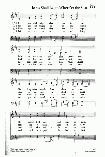 Opening Hymn - CP #383 – 'Jesus Shall Reign'